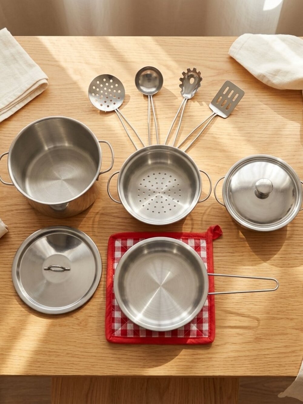 NWT Kids Stainless Steel Kitchen Accessory Set – 11pc Cooking Toy Kit - Picture 2 of 13